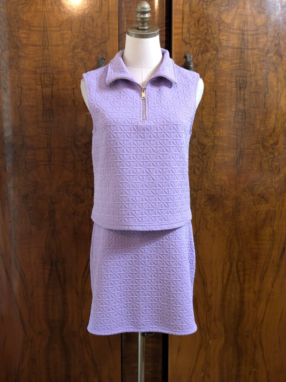 SSYS The Label Kylie Lattice Sleeveless Top Skort Set Size S Purple Half Zip